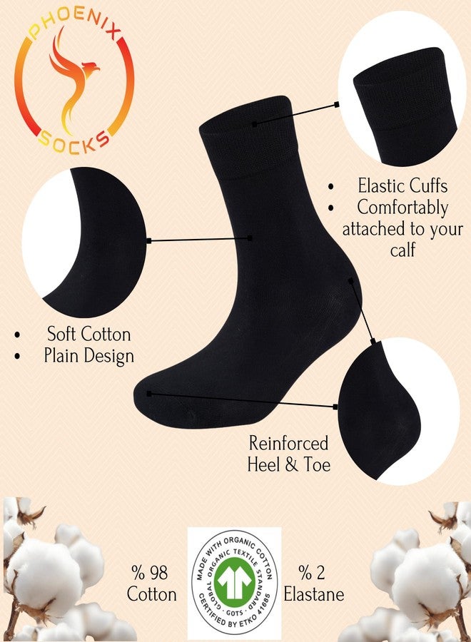 Phoenix Socks جوارب فينيكس، 3 أزواج، جوارب قطنية نسائية كاجوال متوسطة الطول، ألوان باستيل متنوعة، ناعمة ومريحة، جوارب رسمية، تسمح بمرور الهواء، تمتص الرطوبة، جوارب ضيقة ومعززة عند أصابع القدم للنساء (أسود) - Image 2